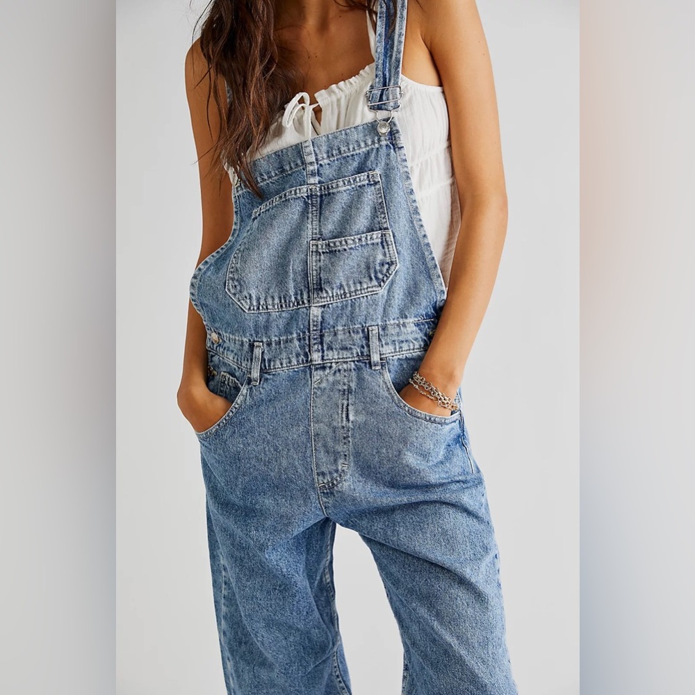 Free People Ziggy Denim Overalls - Powder Blue - Sz. L